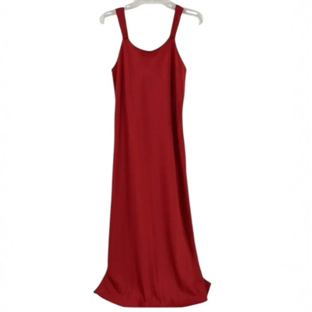 Cabernet Red Satin Full Maxi Slip Dress Night Gown SZ 1X Vamp Whimsigoth Sexy